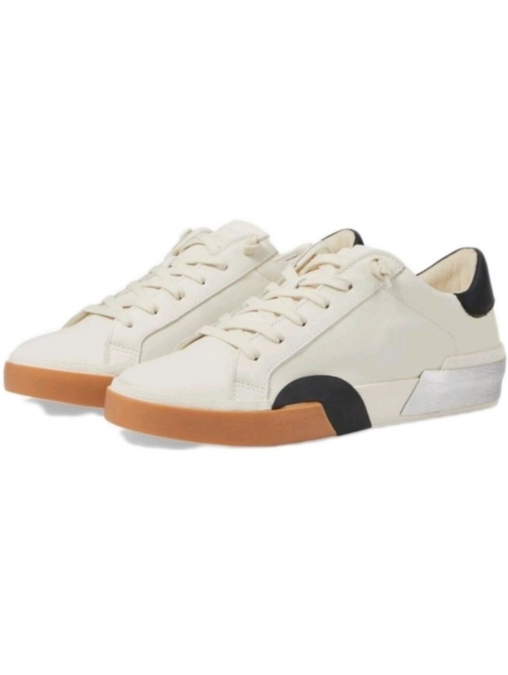 Dolce Vita Zina Shoes Women's 7.5 Low-Top Sneakers White Black Silver